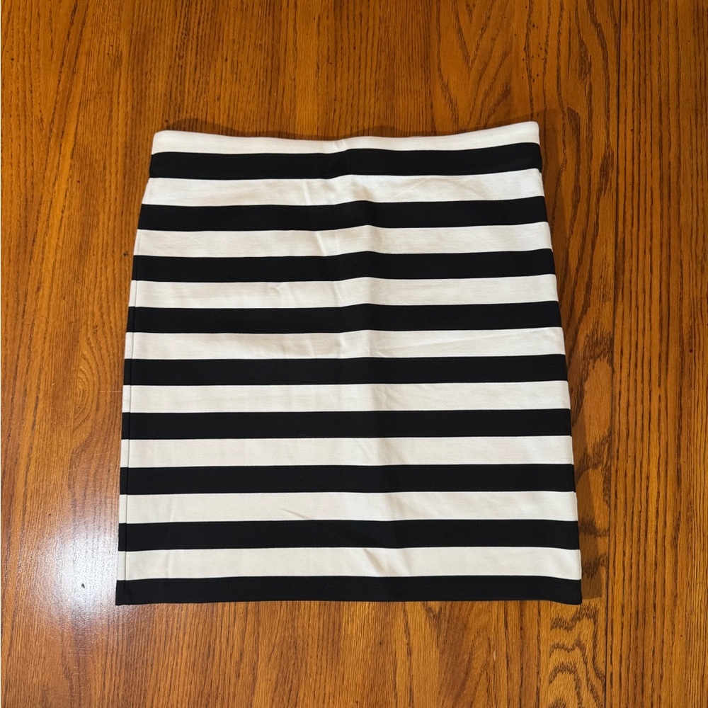 LOFT Black and White Striped Mini Skirt